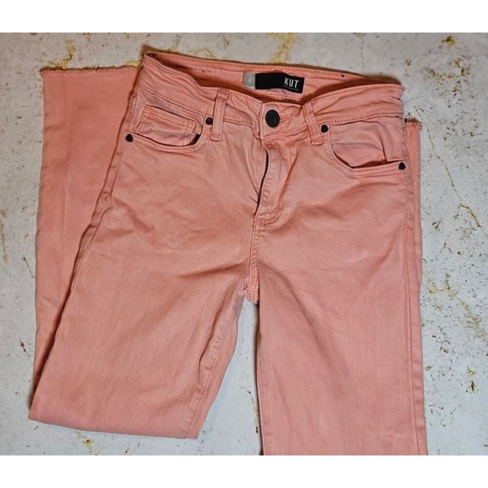 KUT From The Kloth Women’s Size 0 Pink Raw Hem Skinny Jeans EUC Back to School - Picture 2 of 6